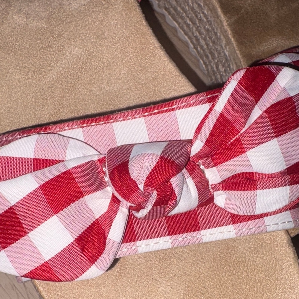 Cat and Jack New Red Checkered Women's platform sandals - Picture 9 of 10